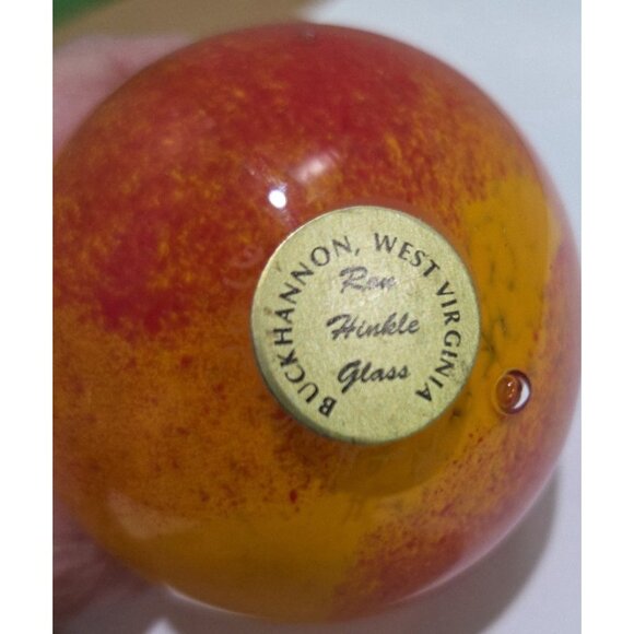 Ron Hinkle Glassworks Red Apple Art Glass Signed Retired 2003 Paperweight - Picture 5 of 5